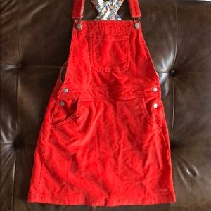 Orange/red Mini Boden overall dress